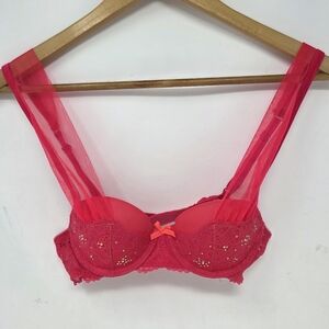 Victoria's Secret Dream Angels Balconet Pink Rhinestone Mesh Straps 32A